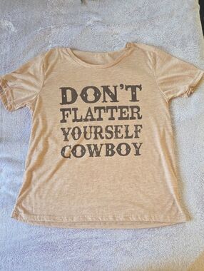 G+E Grace and Emma Don’t Flatter Yourself Cowboy Graphic Tee - Beige M
